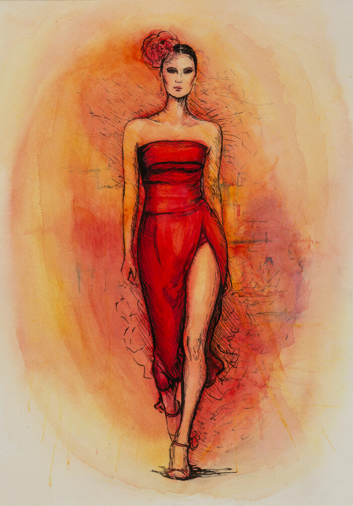 Woman in a red dress - Image 2